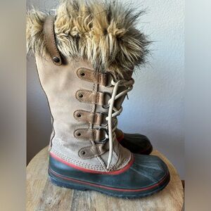SOREL Womens Joan of Arctic Ivory Leather Waterproof Winter Snow Boots 9